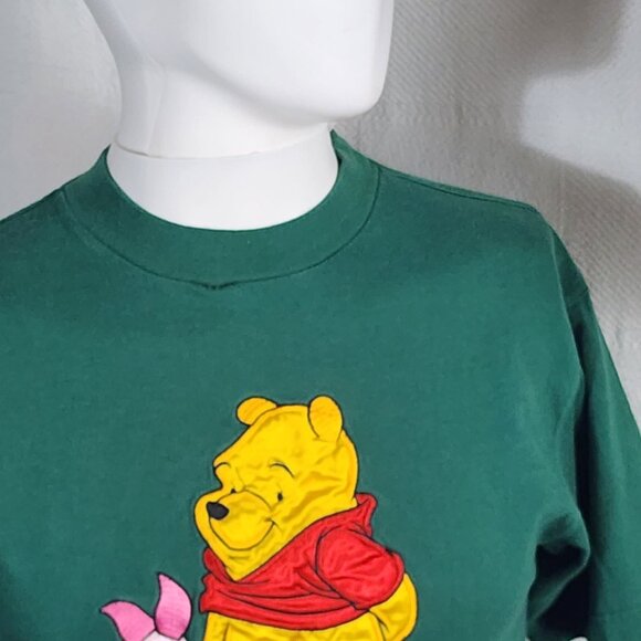 Disney Store Green Vintage Pooh Piglet Embroidered Short Sleeve Cotton Tee Sz S - Picture 4 of 16